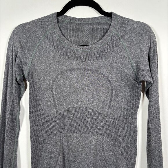 Lululemon Swiftly Tech Long Sleeve Heathered Black Running Size 4 - Picture 7 of 11